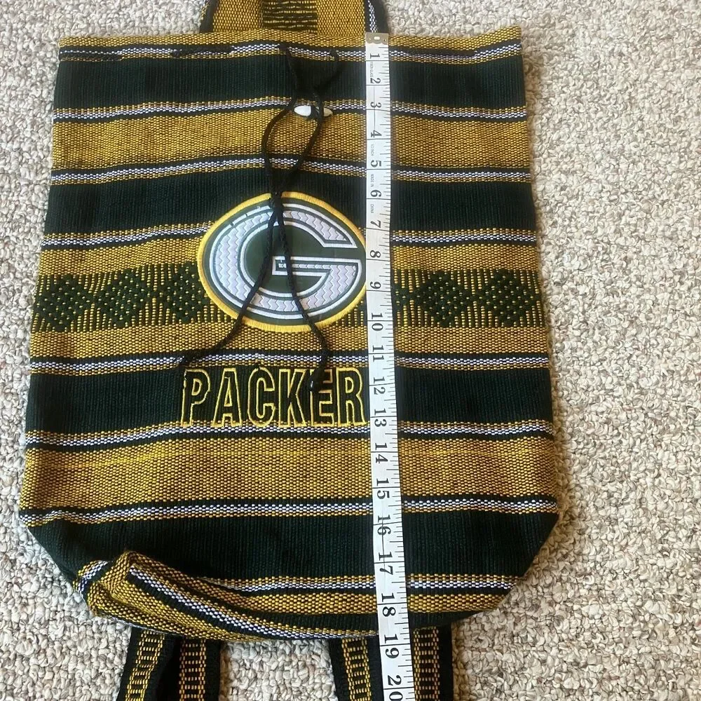 Green Bay Packers Mexican Blanket Backpack Green Gold Embroidered Football Love
